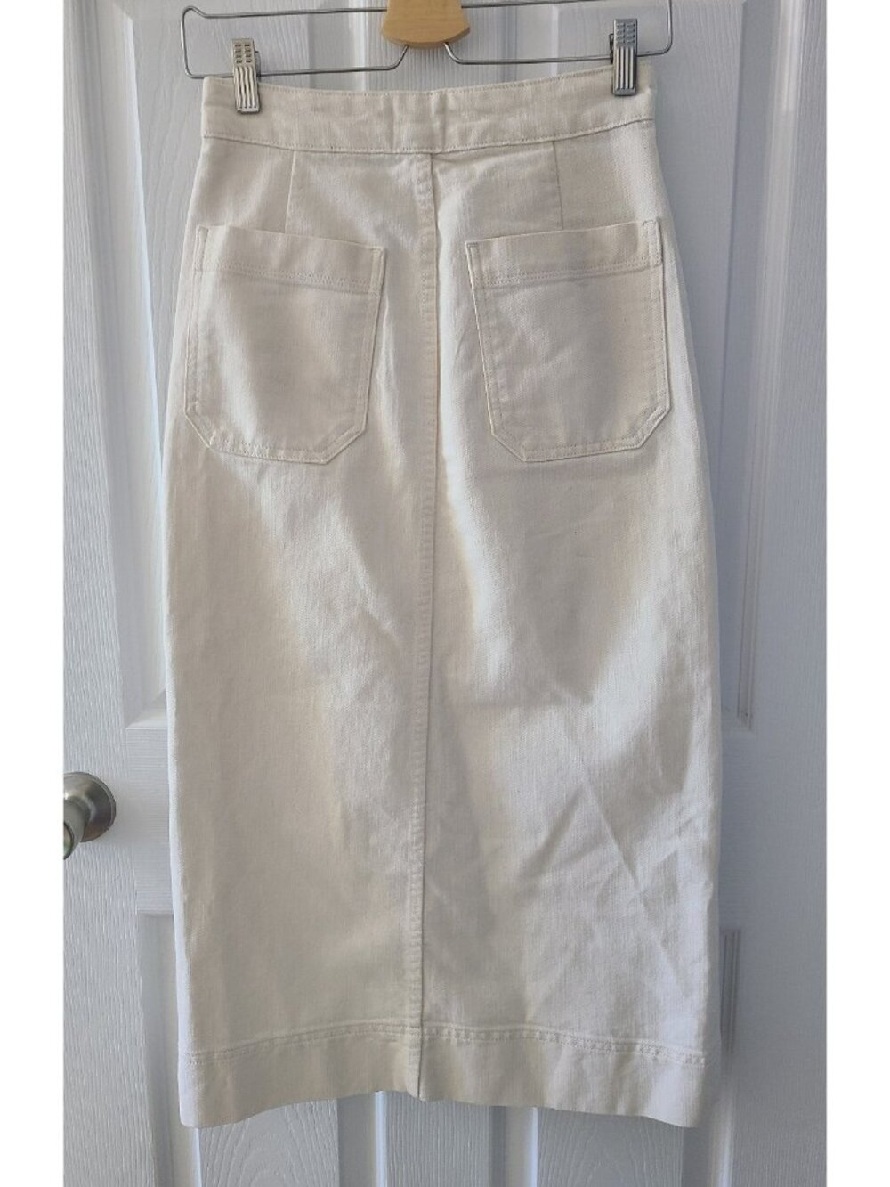 Goop G. Label Yu Denim Pencil Skirt Midi in Natural size 27 - Picture 2 of 9